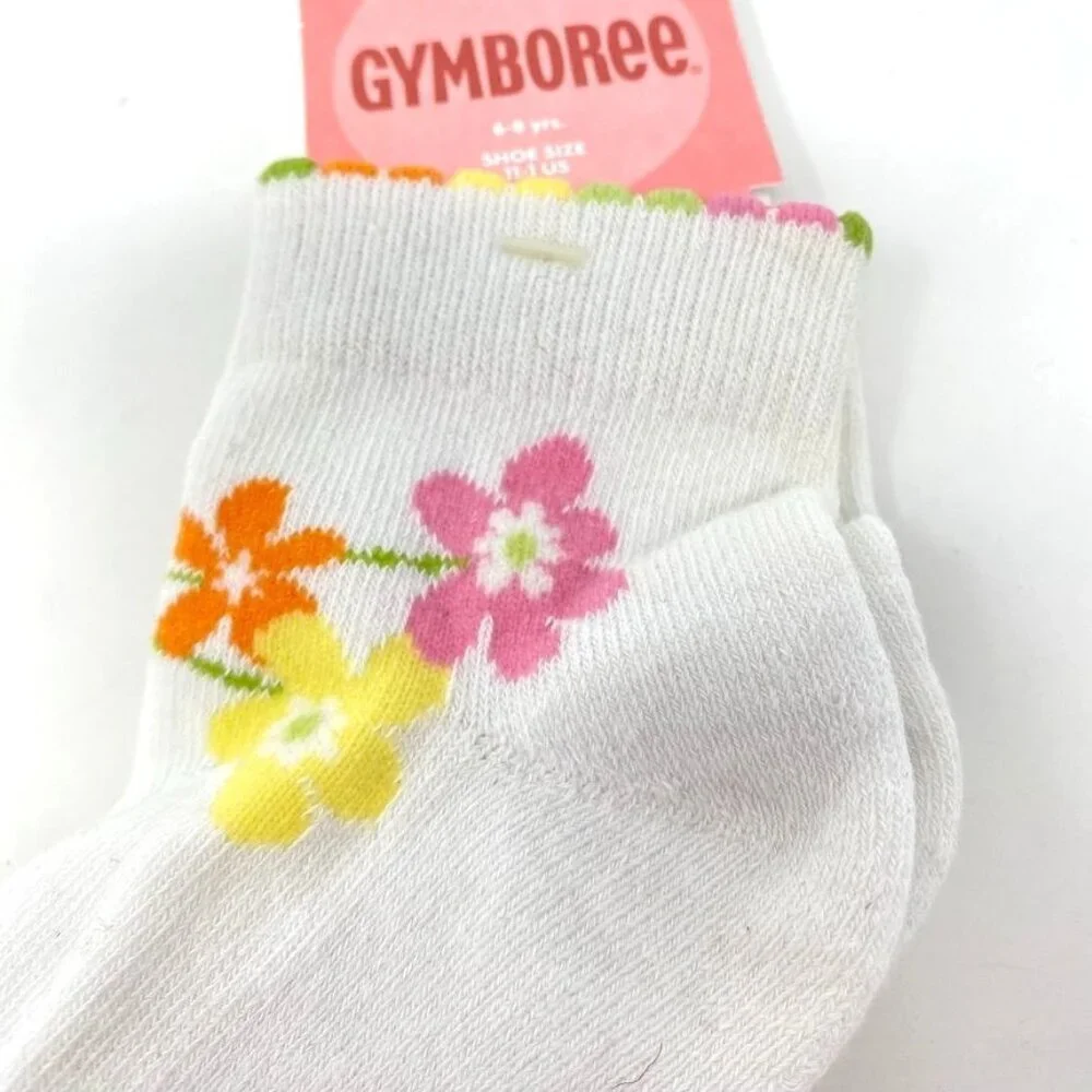 Vintage Gymboree Ankle Socks Casual Springtime Flowers Shoe Size 11-1 Girls